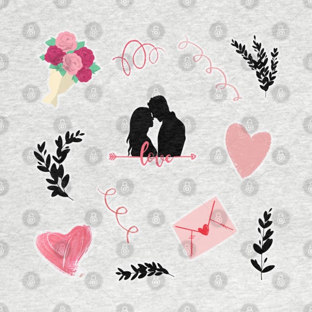 Love stickers valentines day pattern by BoogieCreates